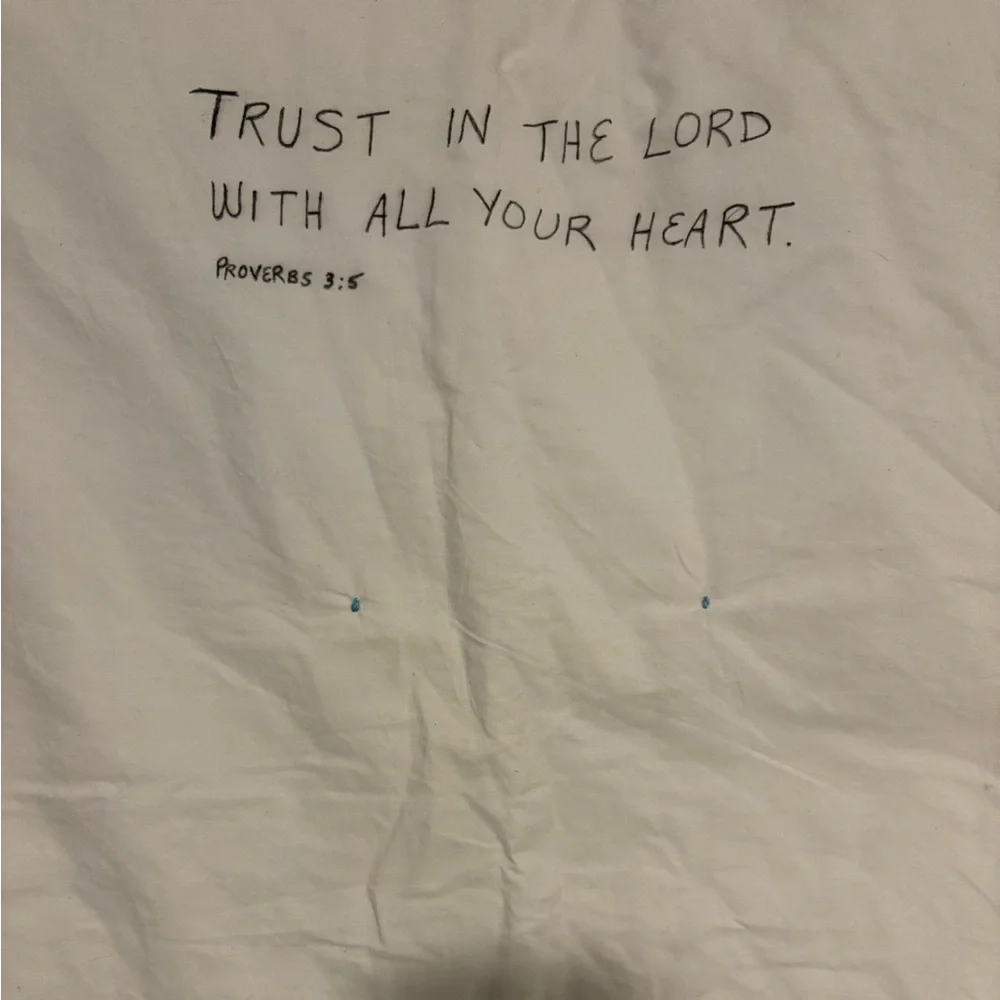 Vintage Blessed Baby Blanket Quilt Patchwork Cross in Blue and Peach - Picture 3 of 4